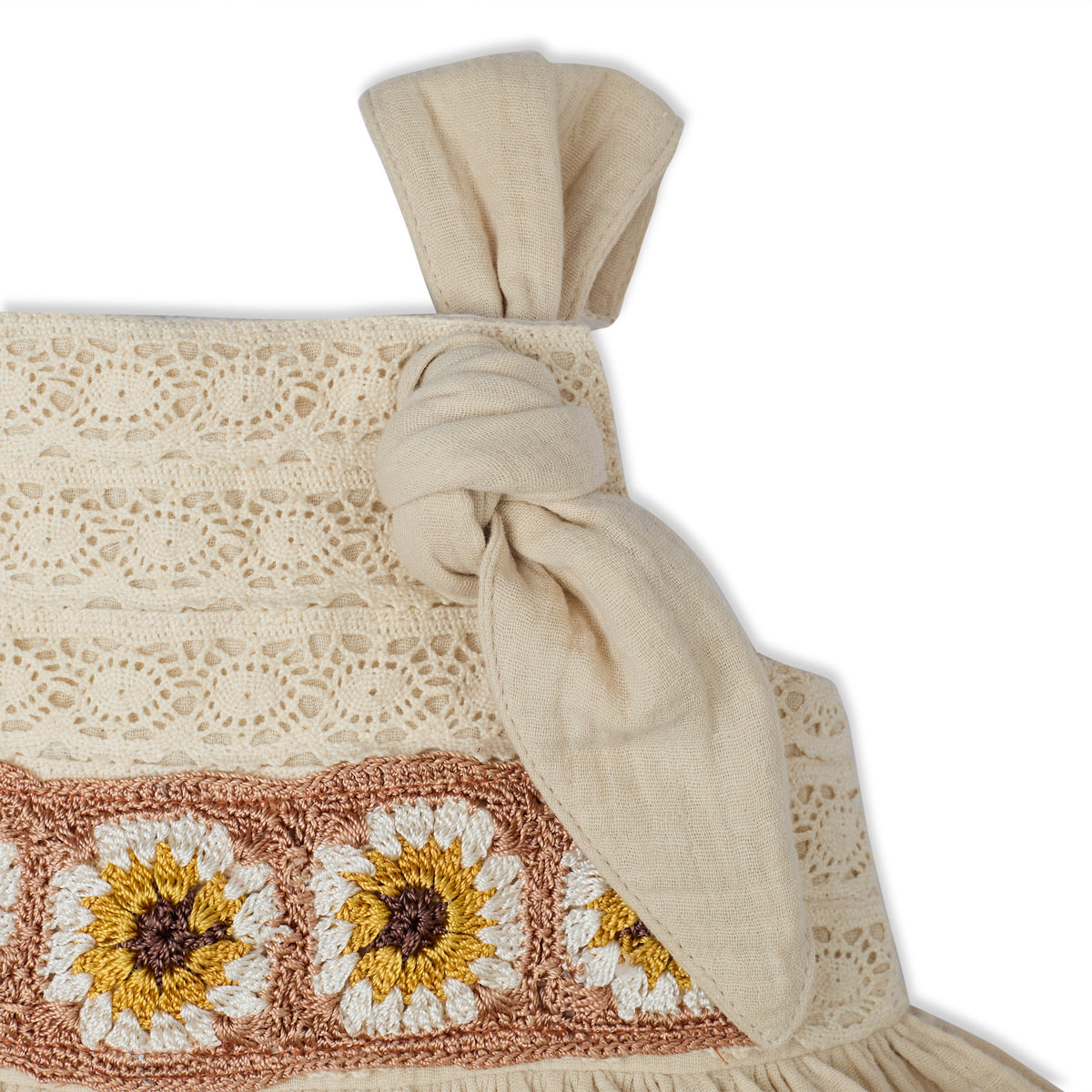 My Milestones Opal Handcrafted Crochet Double Cloth Dress with Knot Details