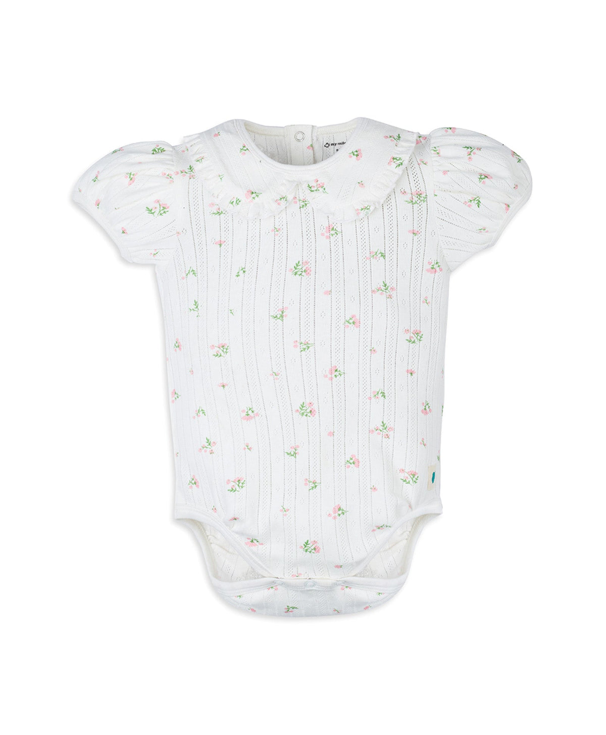 My Milestones Pointelle Ruffle Peter Pan Collar Onesie