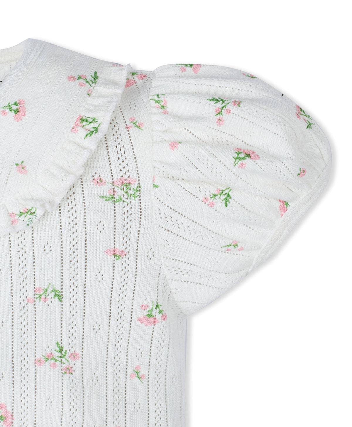 My Milestones Pointelle Ruffle Peter Pan Collar Onesie