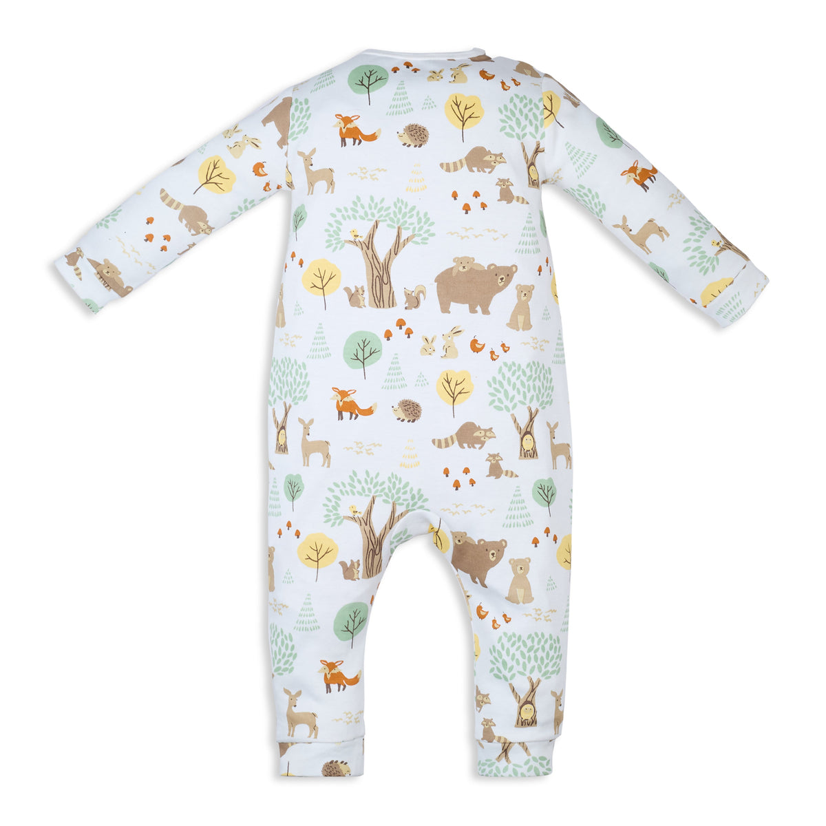 My Milestones Bio-Wash 100% Cotton Baby Boy Woodland Wonder Print Romper - White