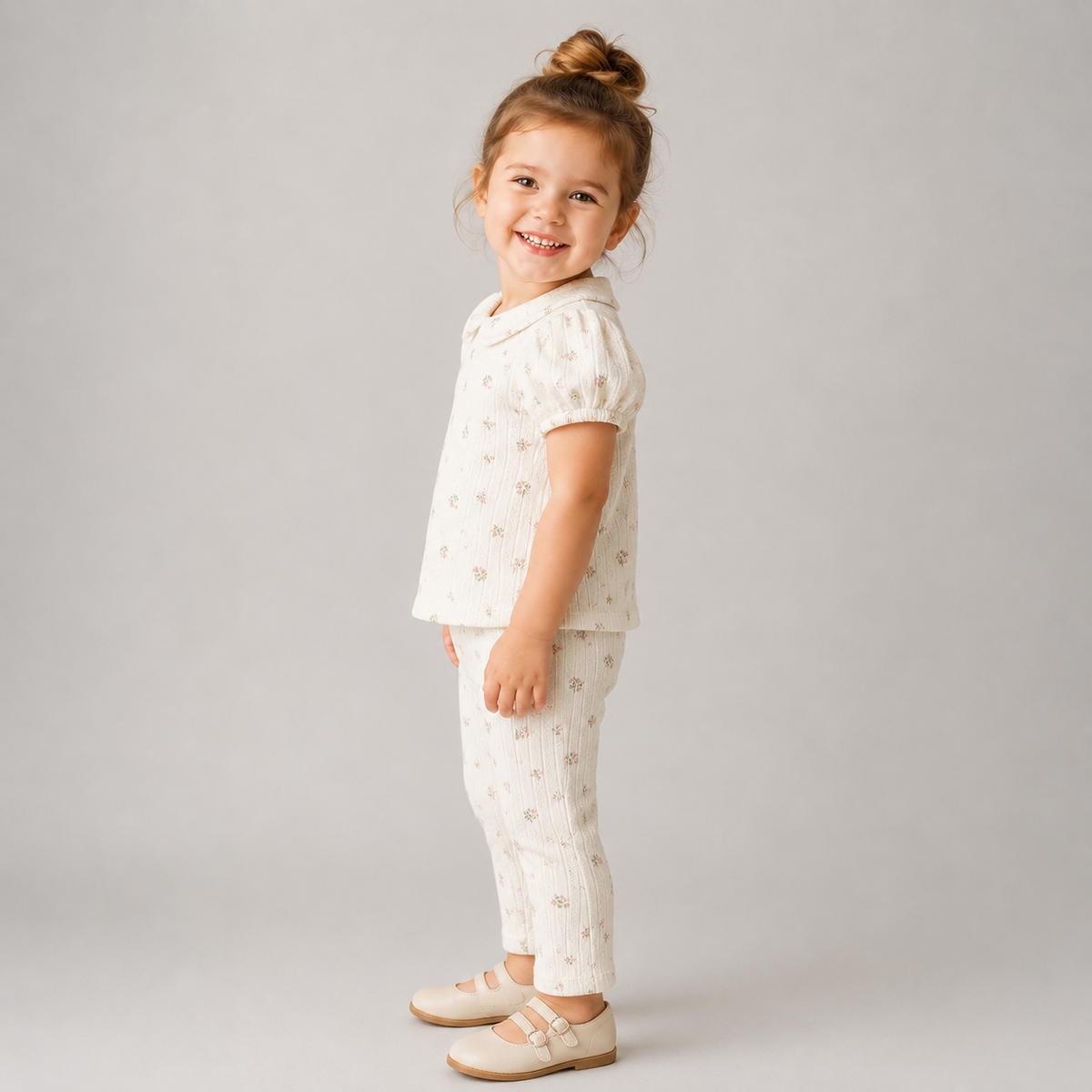 My Milestones Bio-Wash 100% Cotton Pointelle Knit Tee & Legging Set