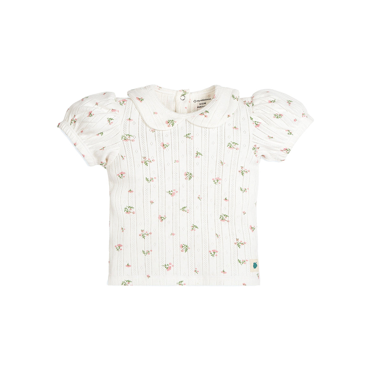 My Milestones Bio-Wash 100% Cotton Pointelle Knit Tee & Legging Set