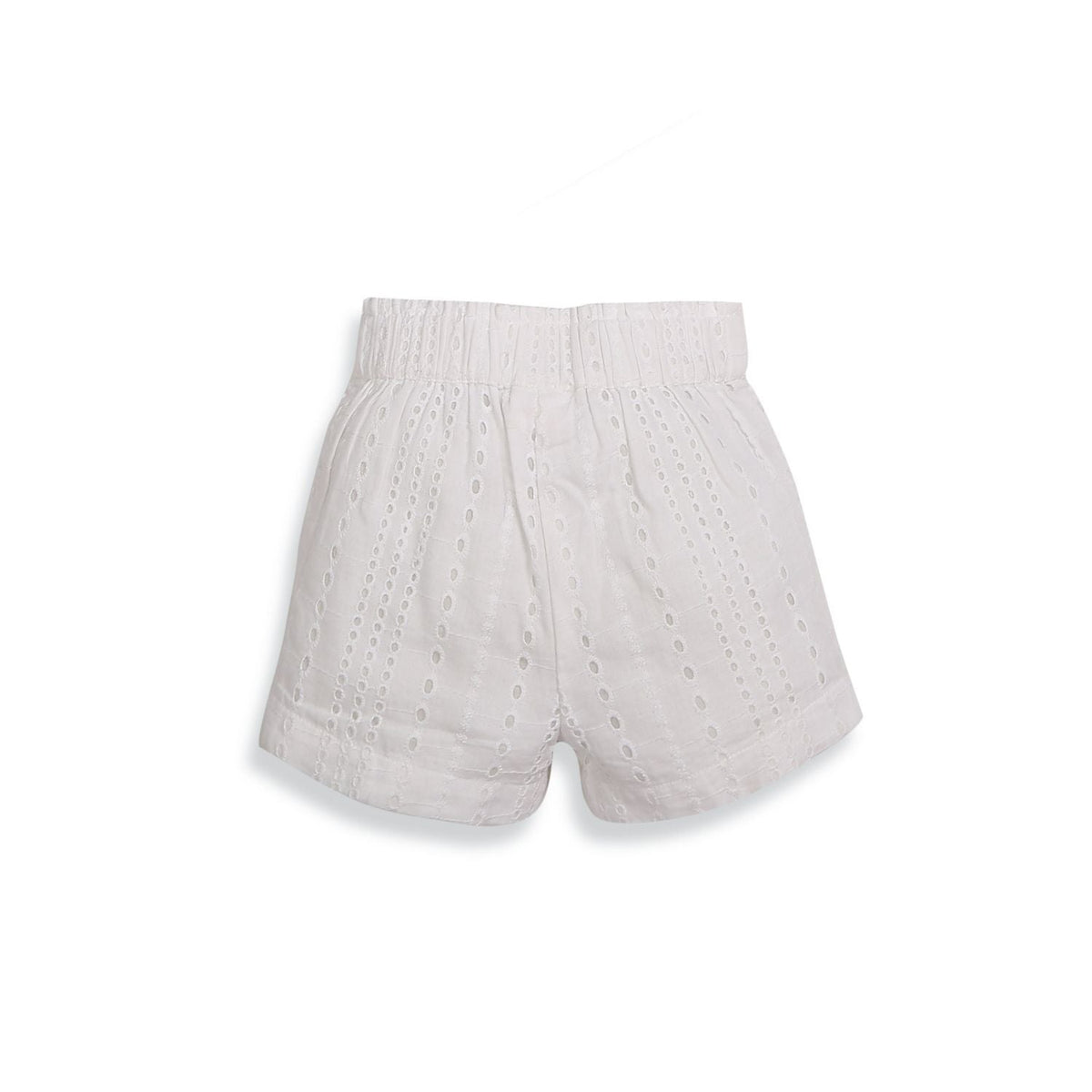 Pure Cotton Lara Sky Oxford Chambray Top with Eyelet Shorts - Blue & White