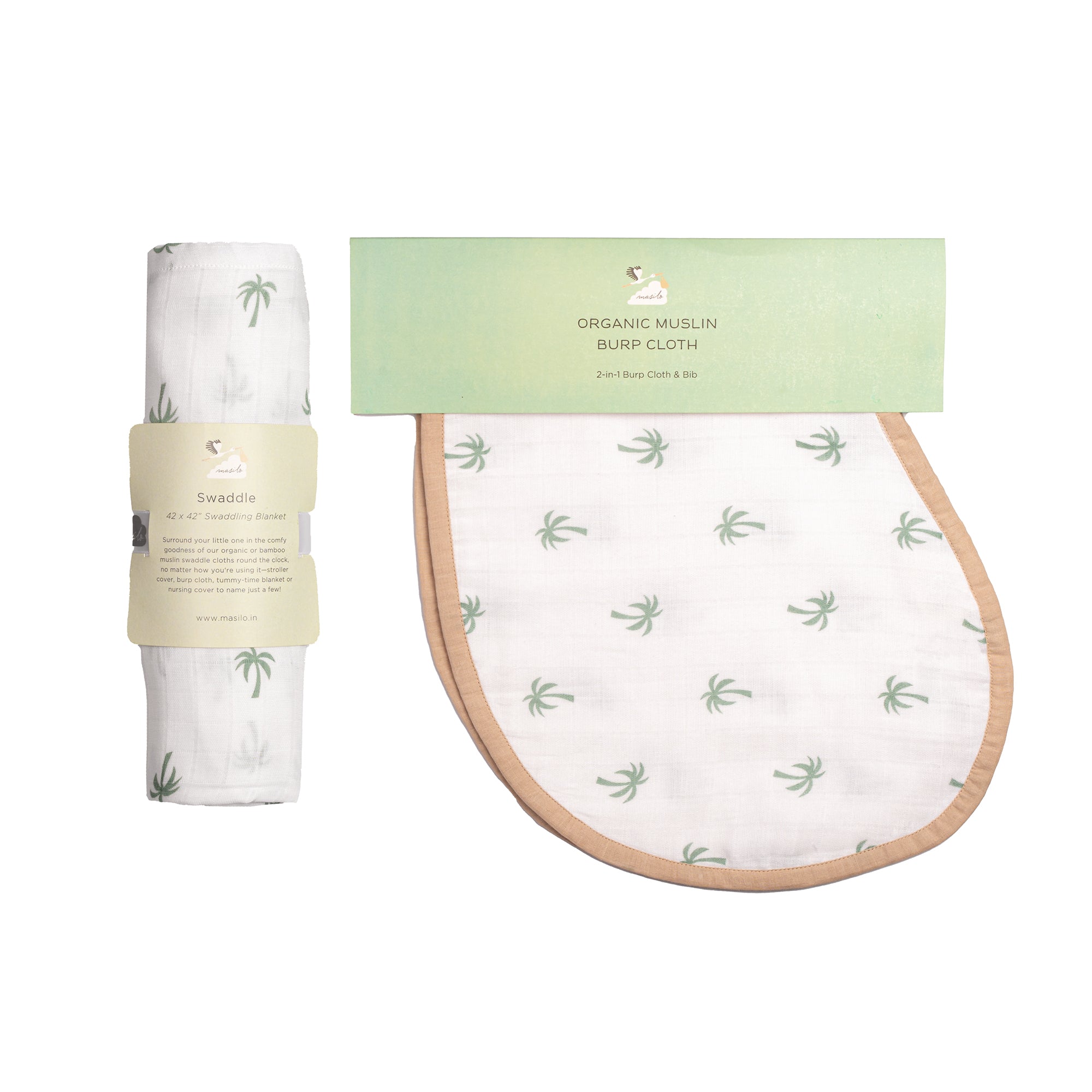 Swaddle & Burp Cloth Bib - Palm