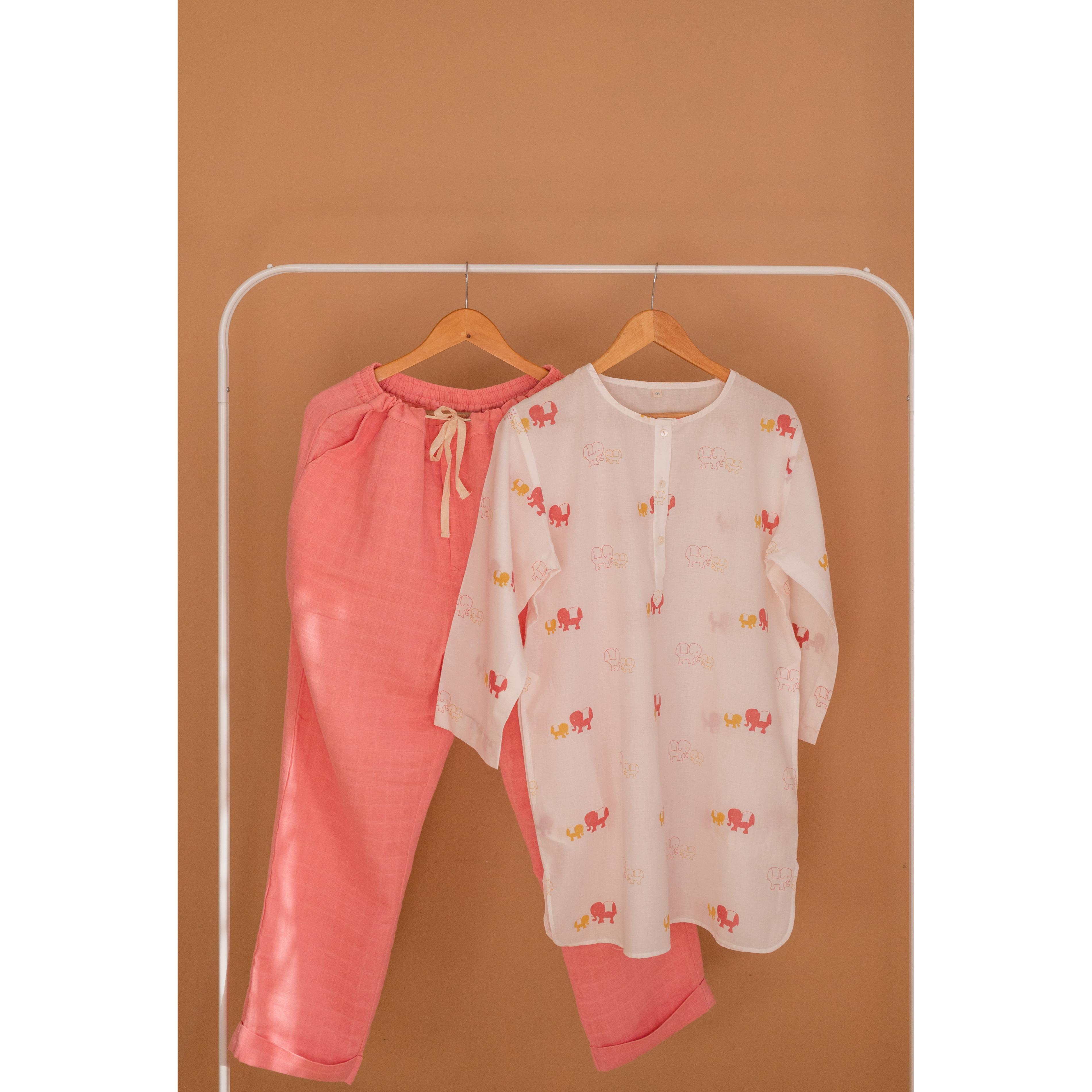 Masaya Organic Women Kurta Pajama Set - Colours of the Earth - Elle Pink