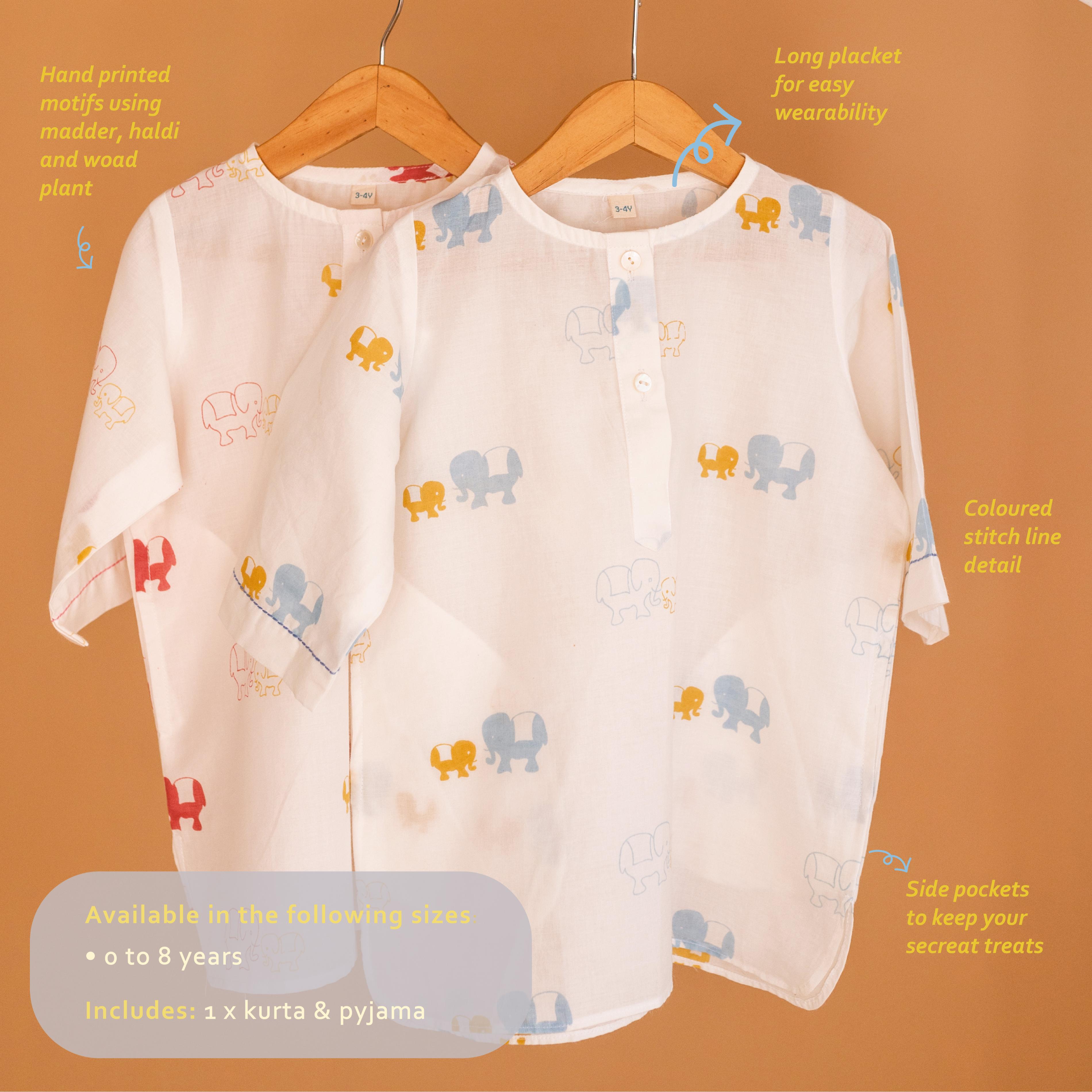 Masaya Organic Kids Kurta Pajama Set - Colours Of the Earth - Elle Pink