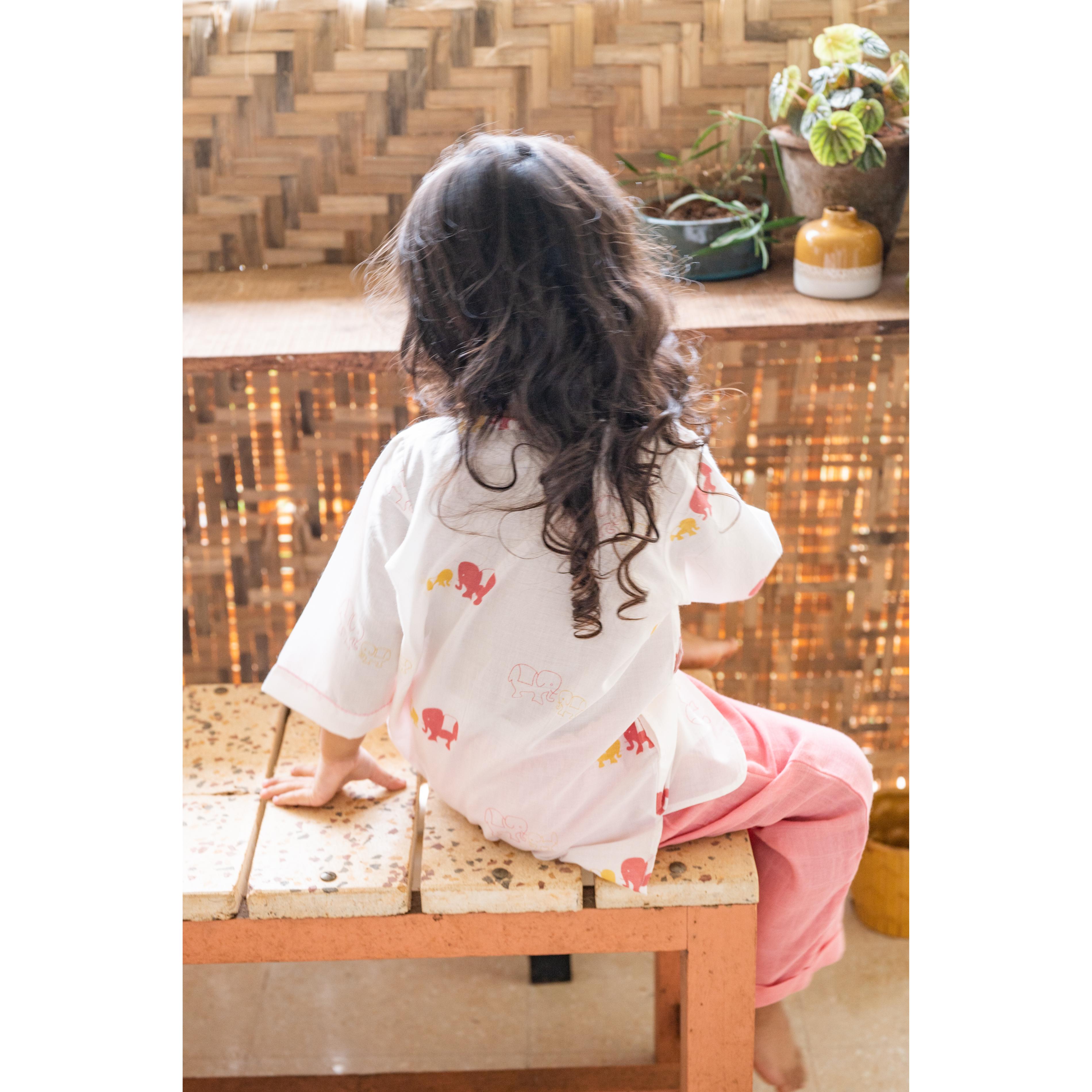 Masaya Organic Kids Kurta Pajama Set - Colours Of the Earth - Elle Pink
