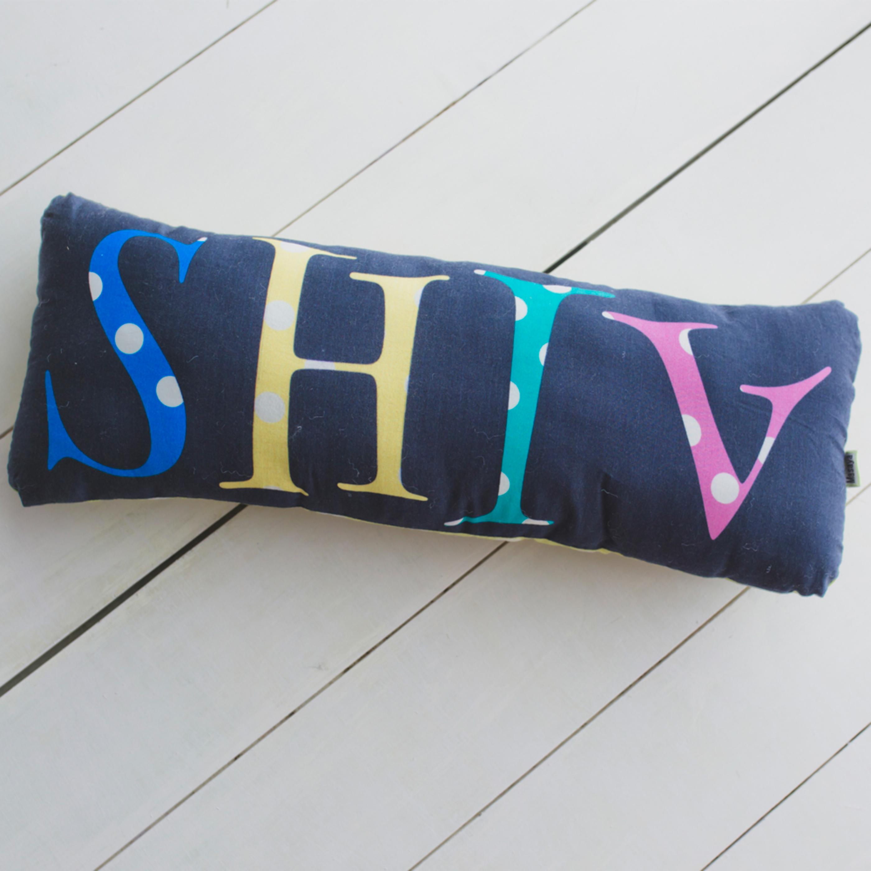 Masaya Personalised Shape Cushion - Bolster Name Pillow - Navy
