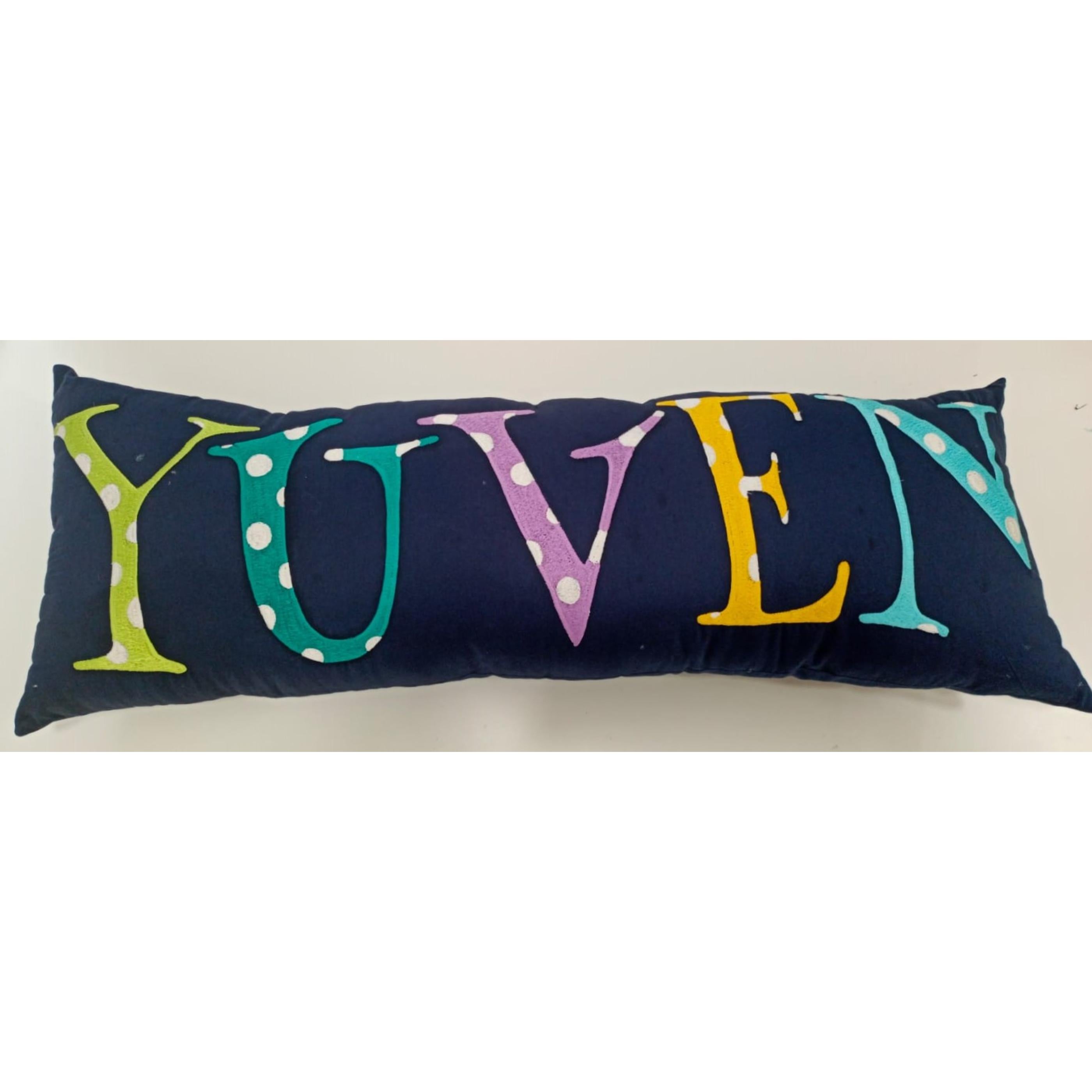 Masaya Personalised Shape Cushion - Bolster Name Pillow - Navy