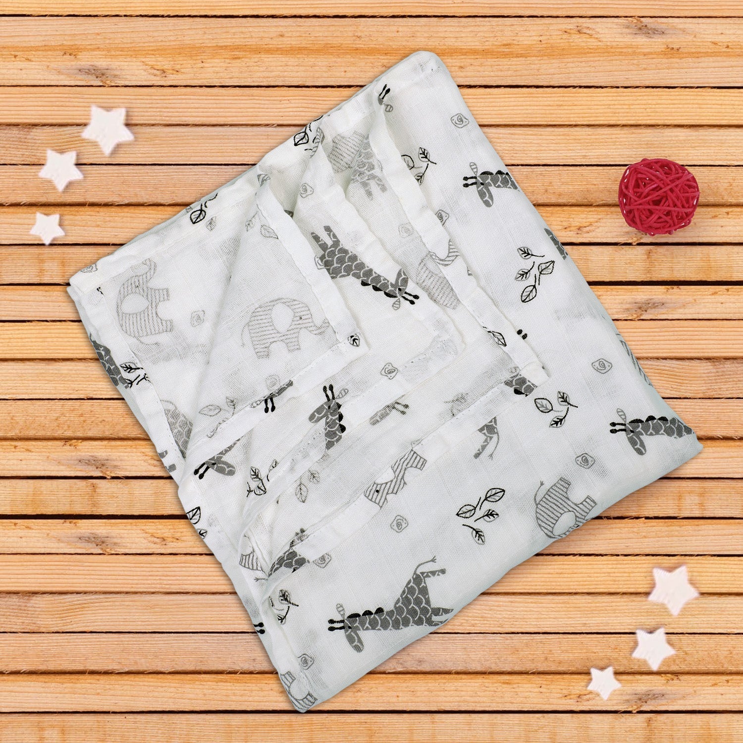 Baby Moo Giraffe Soft Wrapper Muslin Swaddle - White - Baby Moo