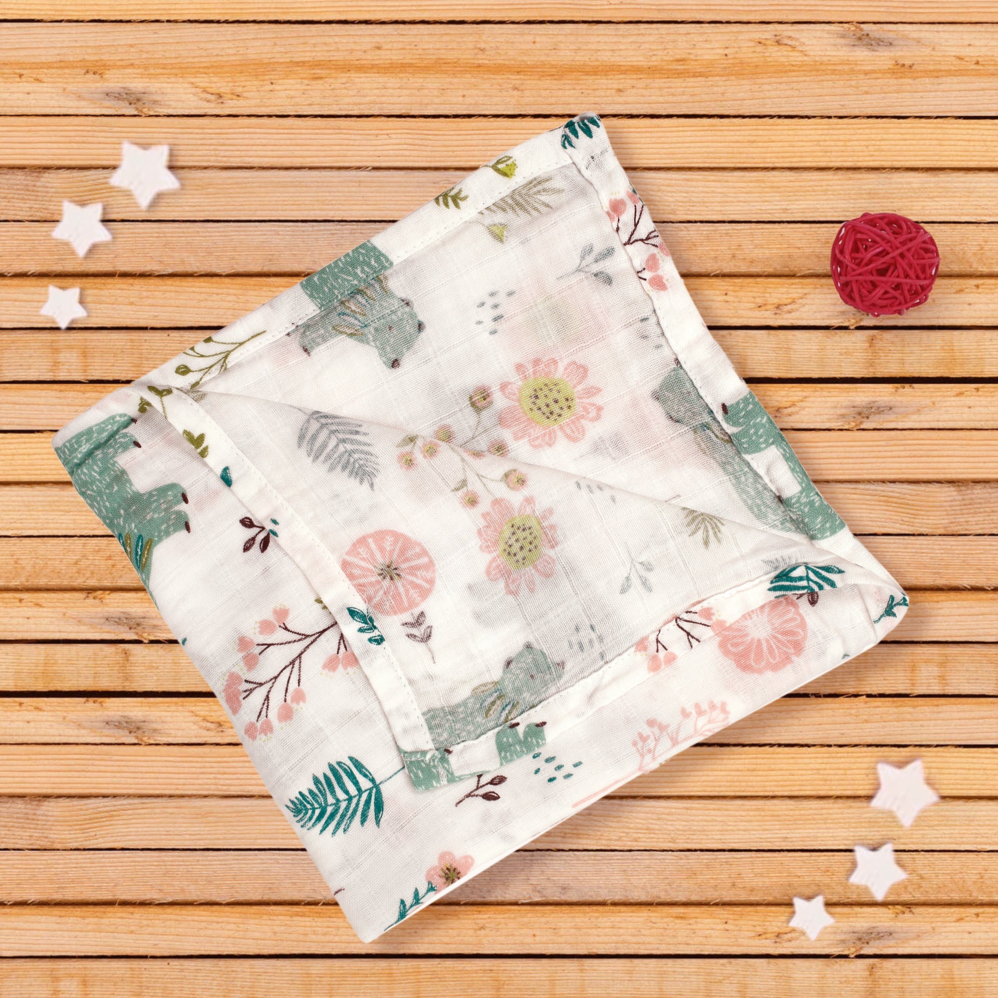 Sweet Bear Green Muslin Swaddle - Baby Moo