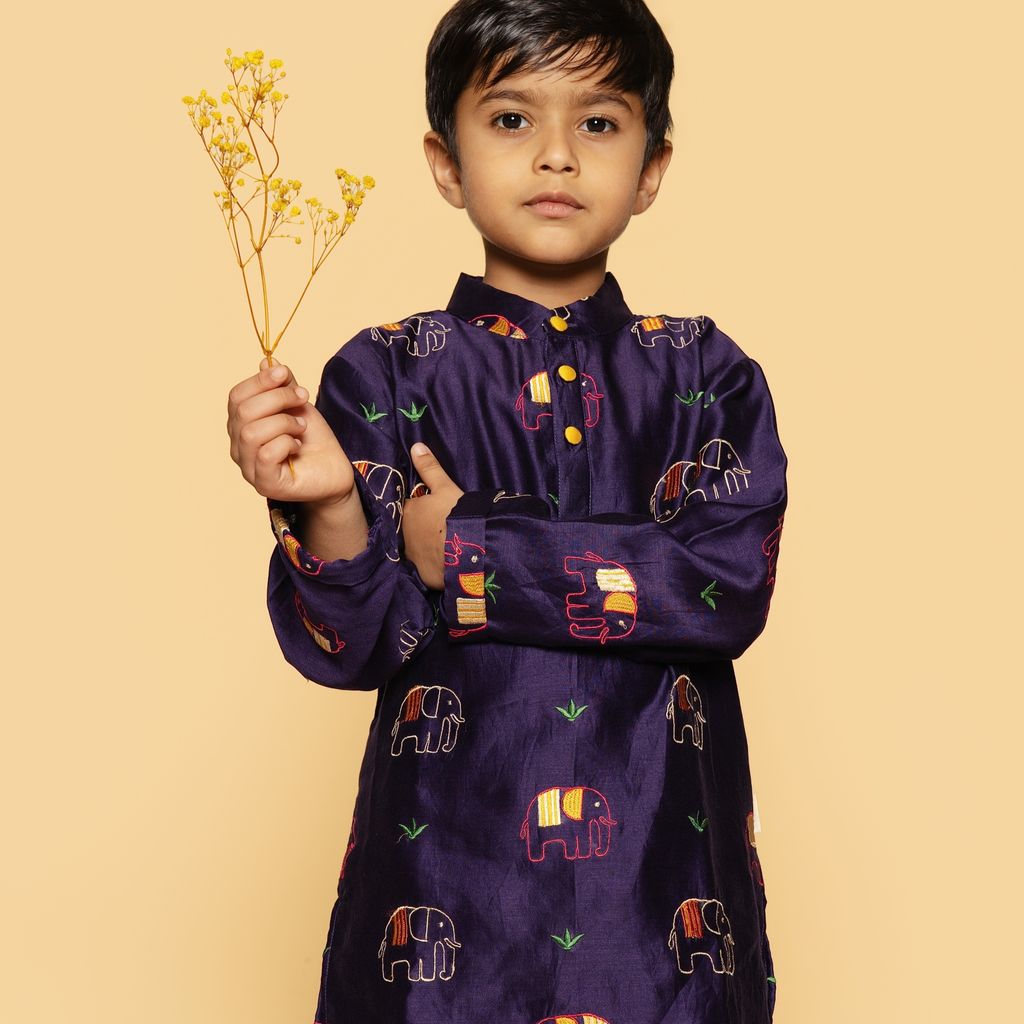 Chanderi Kurta Pyjama Set | Embroidered