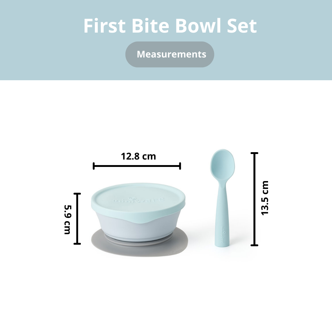 Miniware First Bite Suction Bowl With Spoon Feeding Set - Aqua