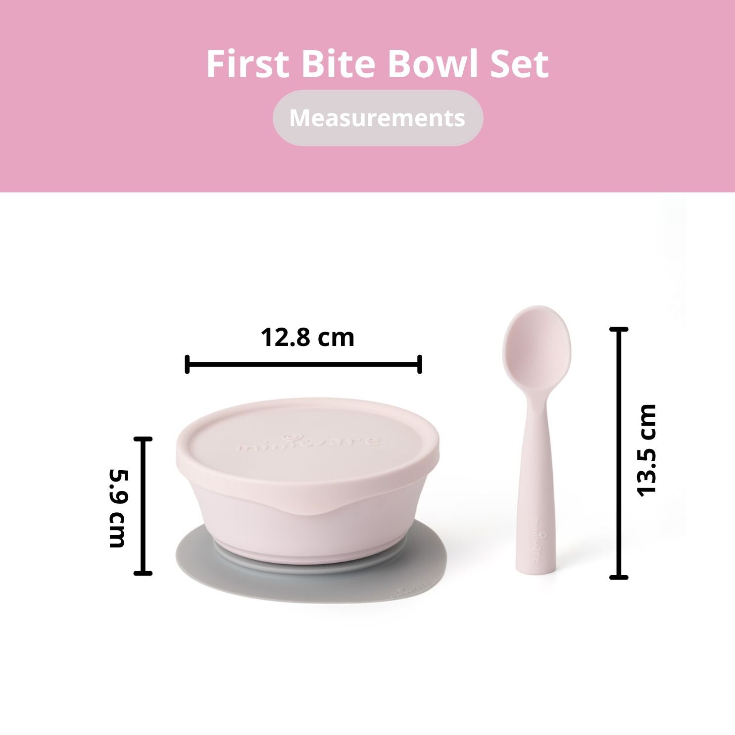 Miniware First Bite Suction Bowl With Spoon Feeding Set - Cotton Candy