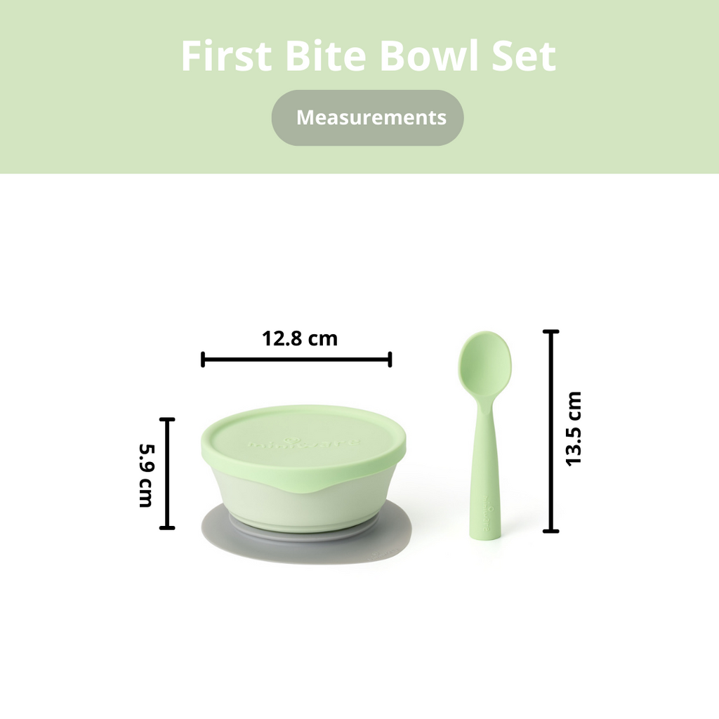 Miniware First Bite Suction Bowl With Spoon Feeding Set - Key Lime
