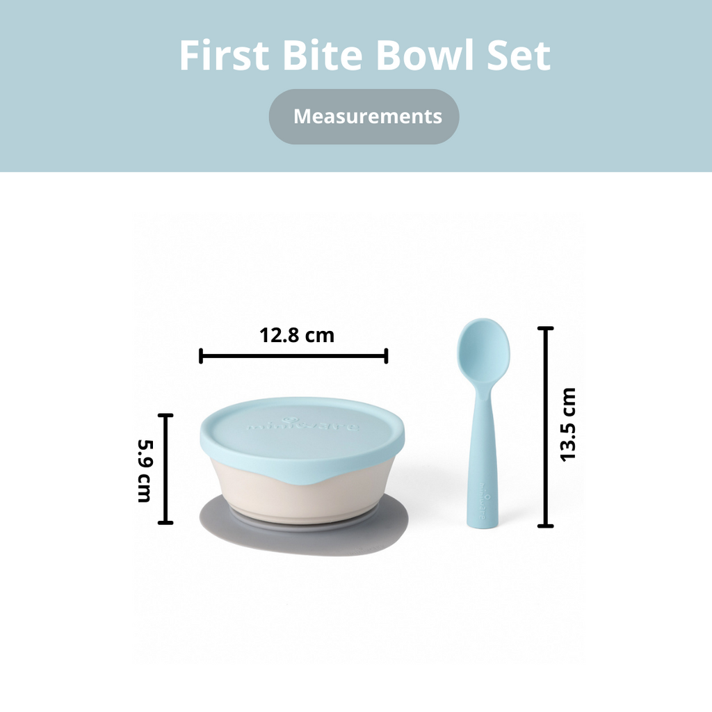 Miniware First Bite Suction Bowl With Spoon Feeding Set, Aqua