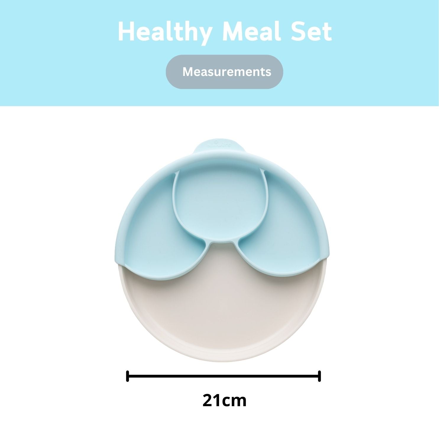 Miniware Healthy Meal Suction Plate with Dividers Set, Aqua