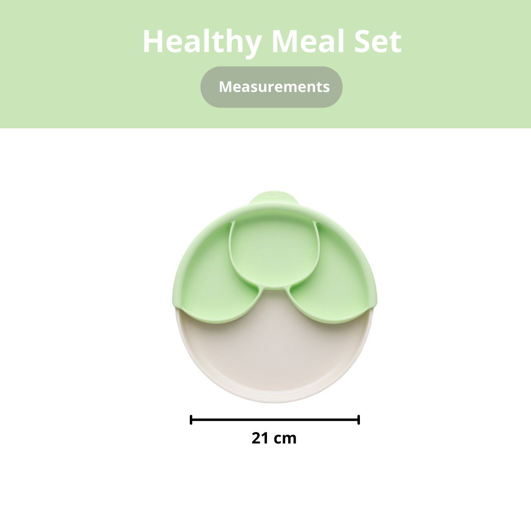 Miniware Healthy Meal Suction Plate with Dividers Set, Lime