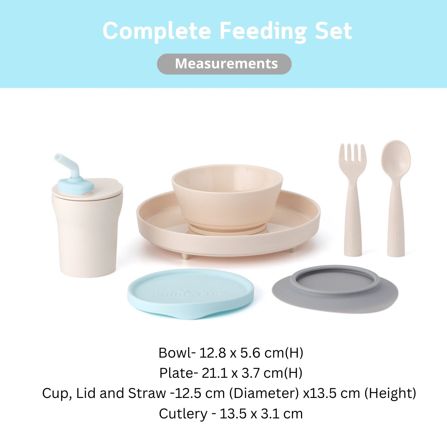 Miniware Little Foodie All-in-one Feeding Set, Vanilla/ Aqua