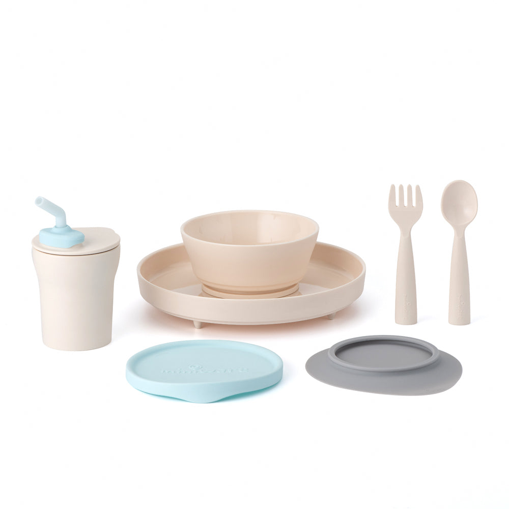 Miniware Little Foodie All-in-one Feeding Set, Vanilla/ Aqua