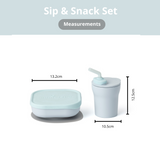 Miniware Sip & Snack- Suction Bowl with Sippy Cup Feeding Set Aqua/Aqua