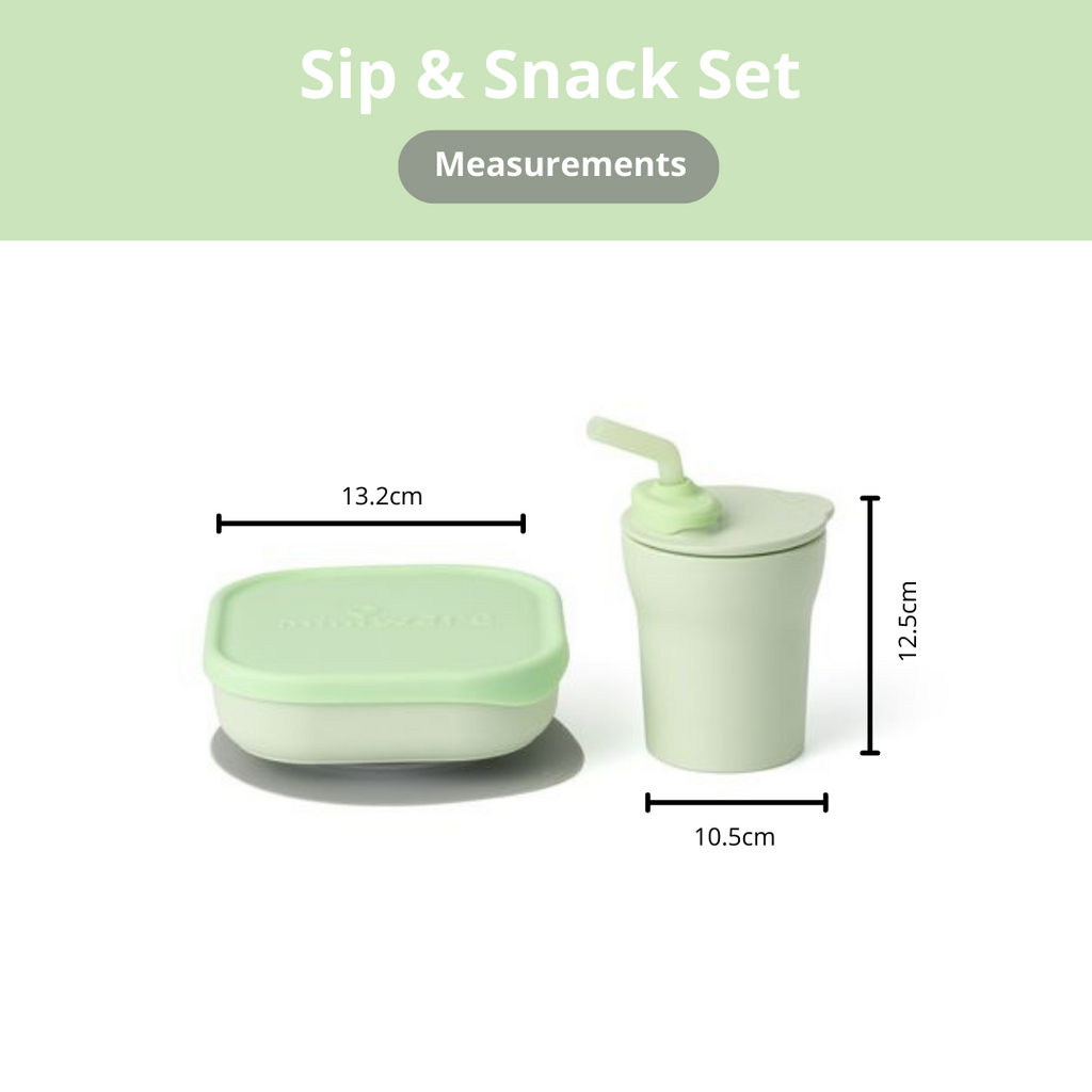 Miniware Sip & Snack- Suction Bowl with Sippy Cup Feeding Set - Key Lime