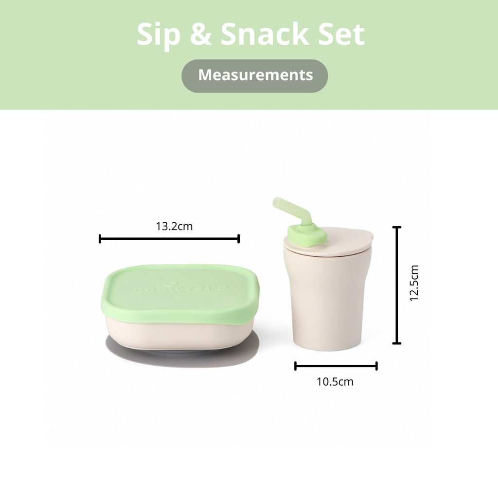 Miniware Sip & Snack- Suction Bowl with Sippy Cup Feeding Set, Lime