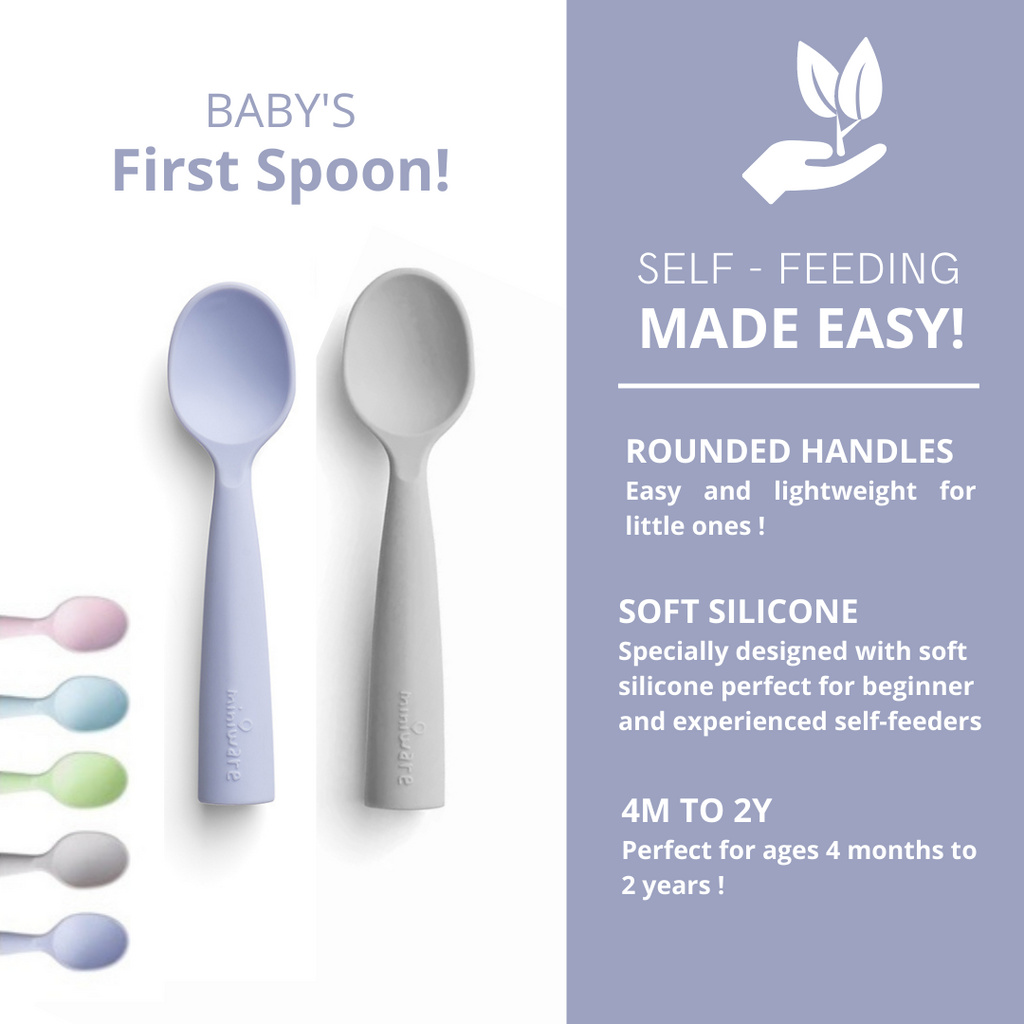 Miniware Training Spoon Set, Grey/Lavender
