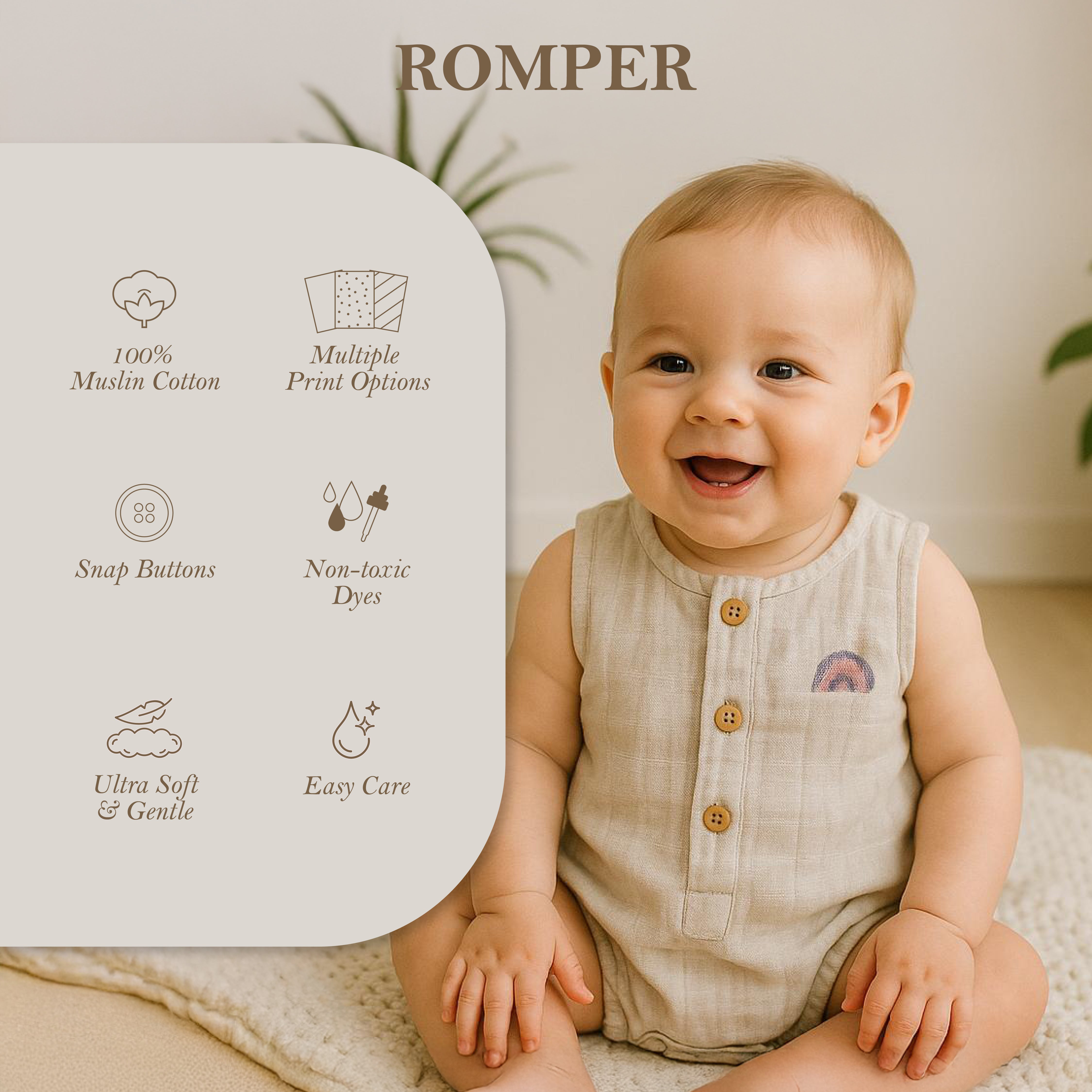Masilo Baby Romper - Happy As A Hippo (Rose)