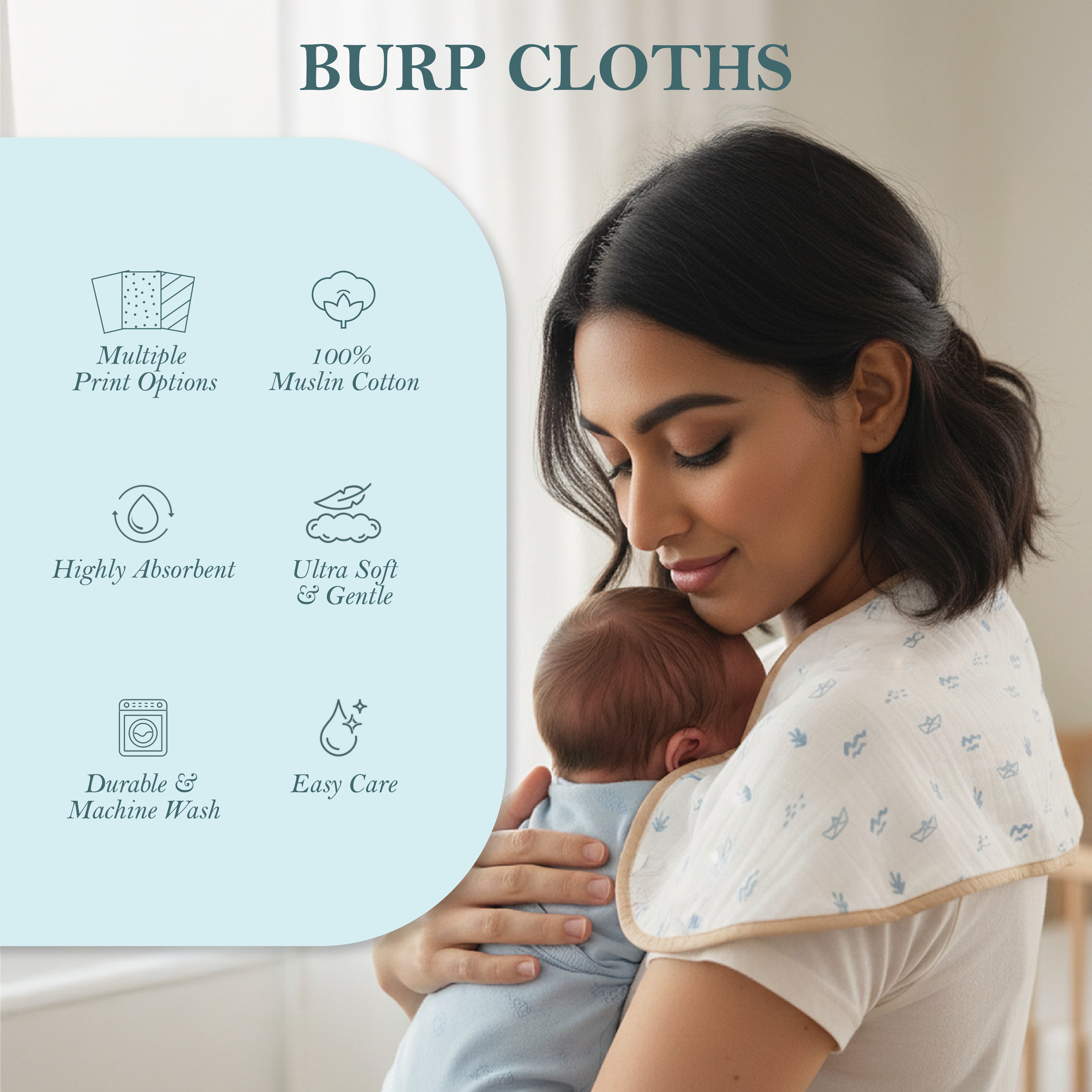 Masilo Organic Muslin Burp Cloth & Bib (Pack of 2) – Sheep & Stars