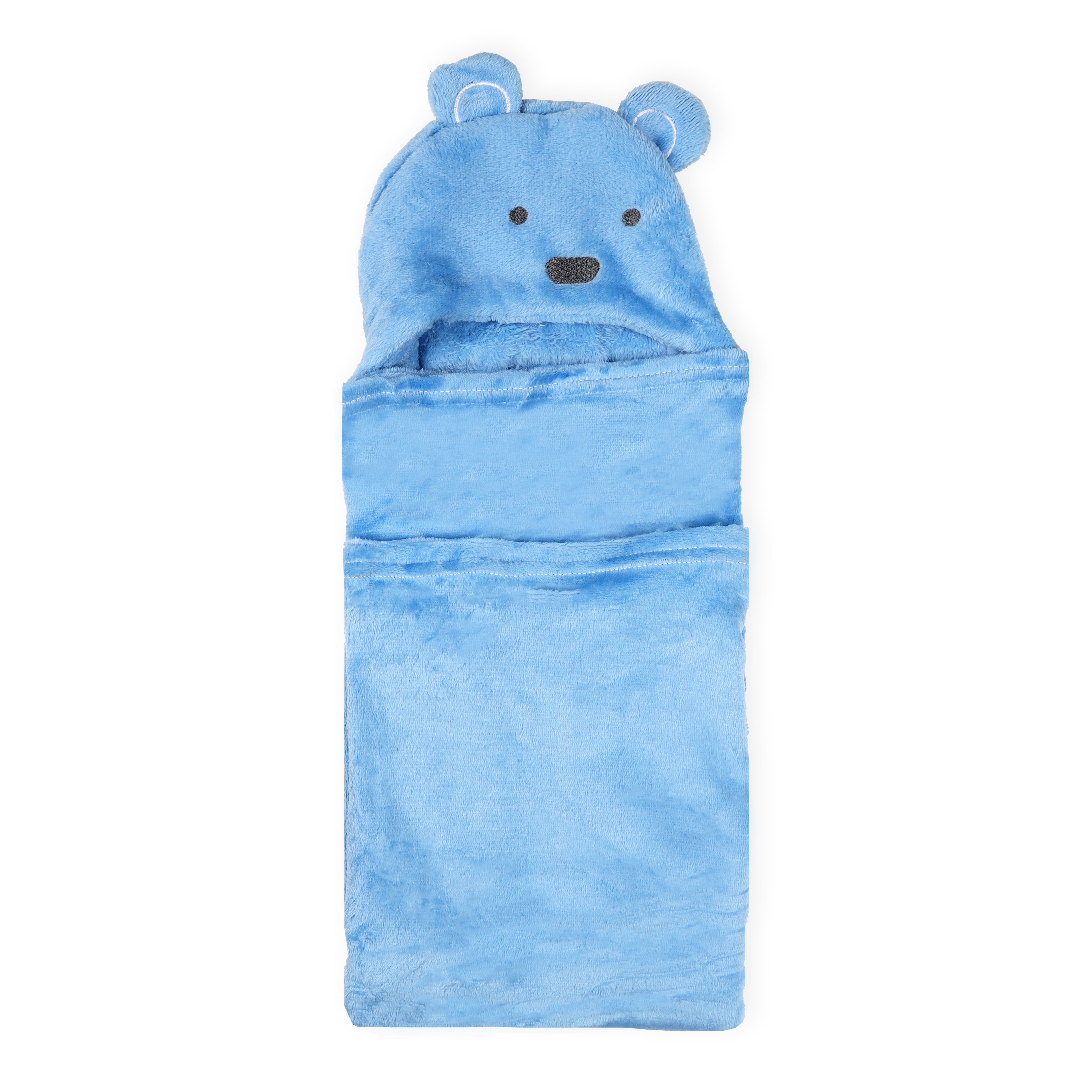 Blue Bear Hooded Fur Blanket