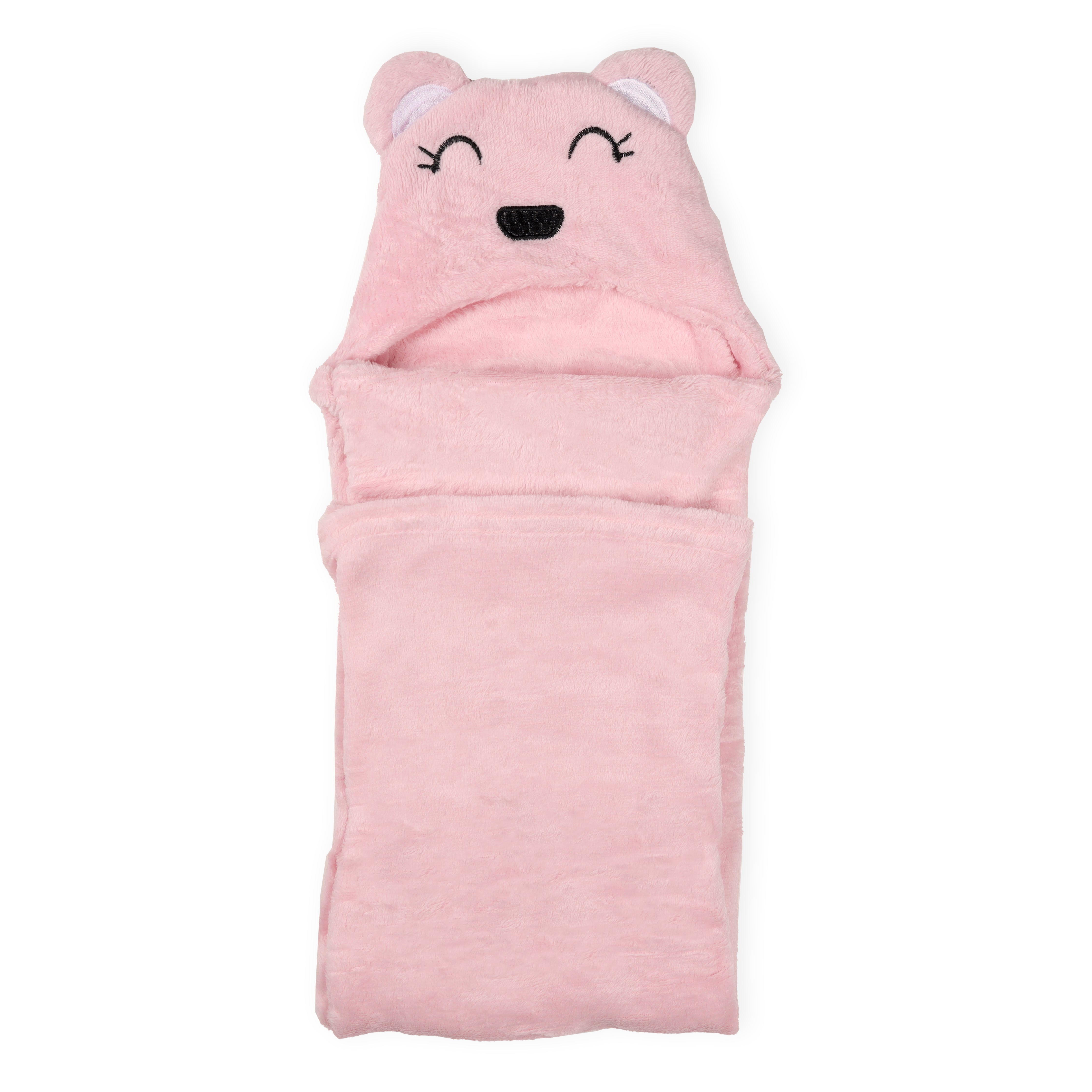 Pink Bear Hooded Fur Blanket