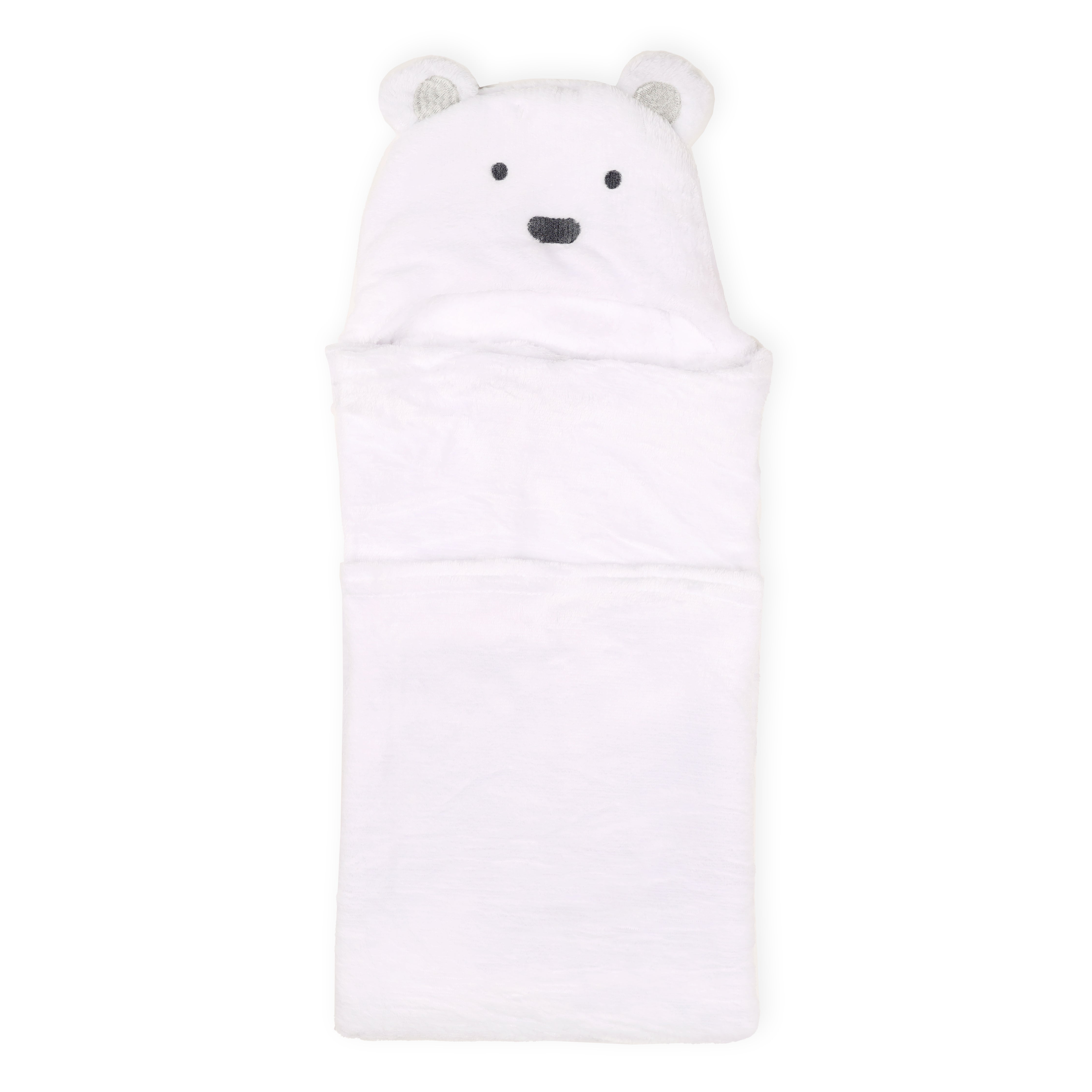 White Bear Hooded Fur Blanket