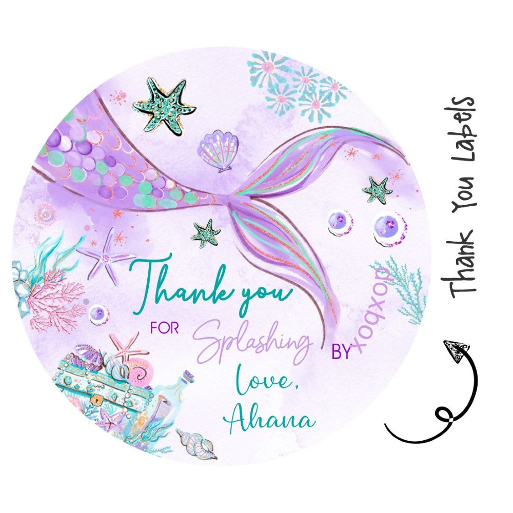 Round Thank You Label -  Mermaid Love