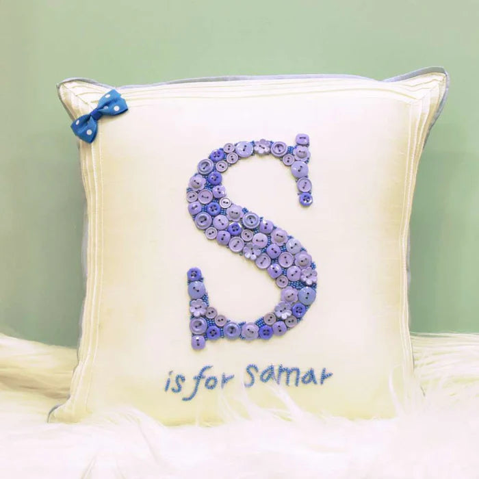 Monogrammed Button Cushion