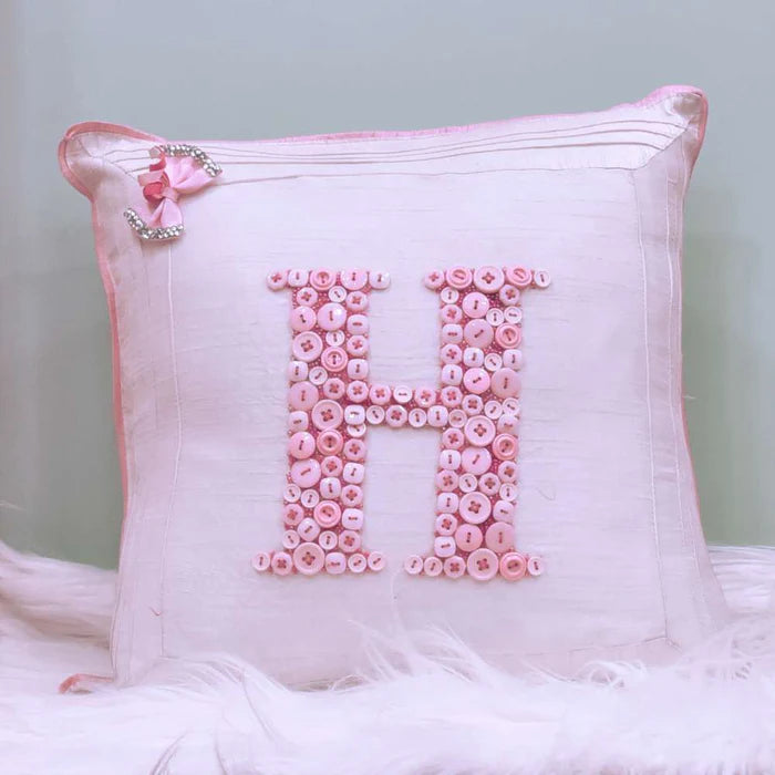 Monogrammed Button Cushion