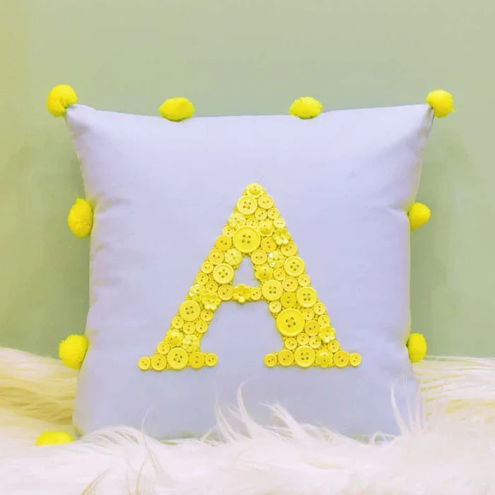 Monogrammed Button Cushion