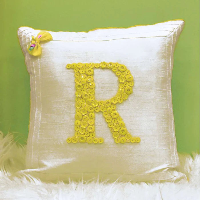 Monogrammed Button Cushion