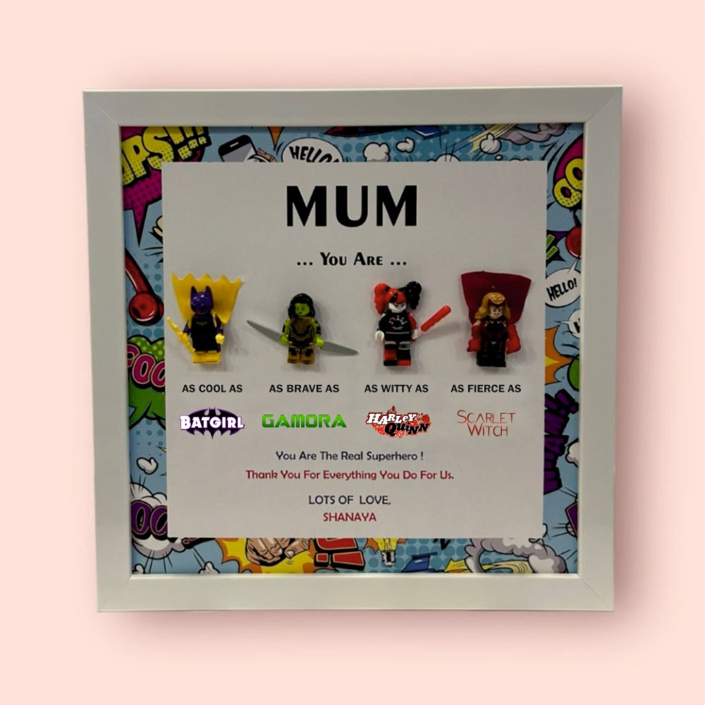 Mother's Day 3D Lego Superhero Shadow Box Frame (Mum)