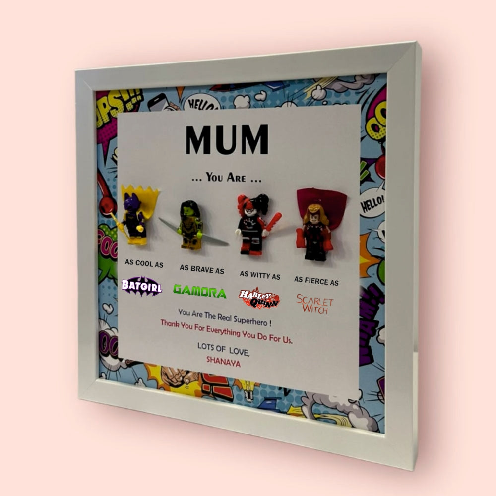 Mother's Day 3D Lego Superhero Shadow Box Frame (Mum)