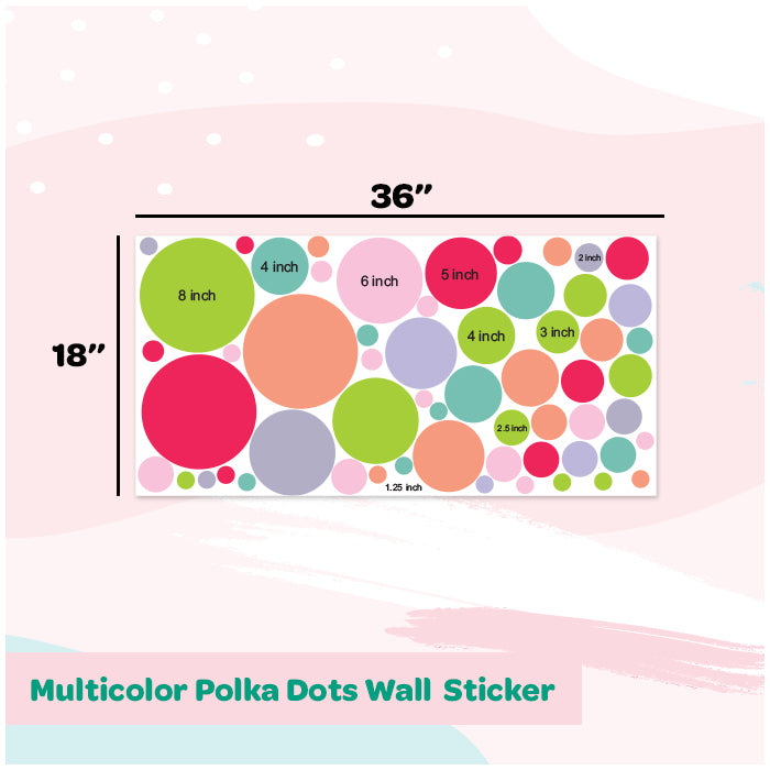 Multicolor Polka Dots Mini Wall Art Sticker