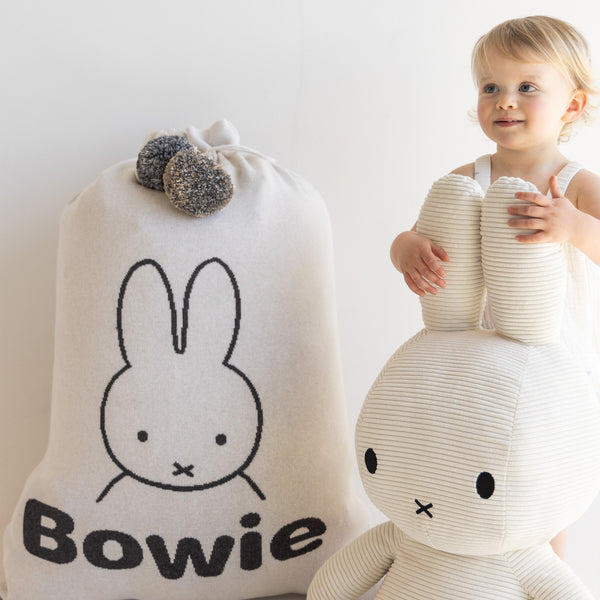 Miffy Santa Sack - Base: Oatmeal Letter: Black