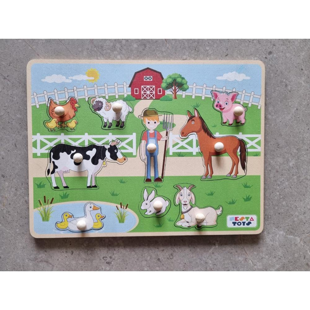 Wooden Farm Animal Knob Puzzle (8 Pcs)