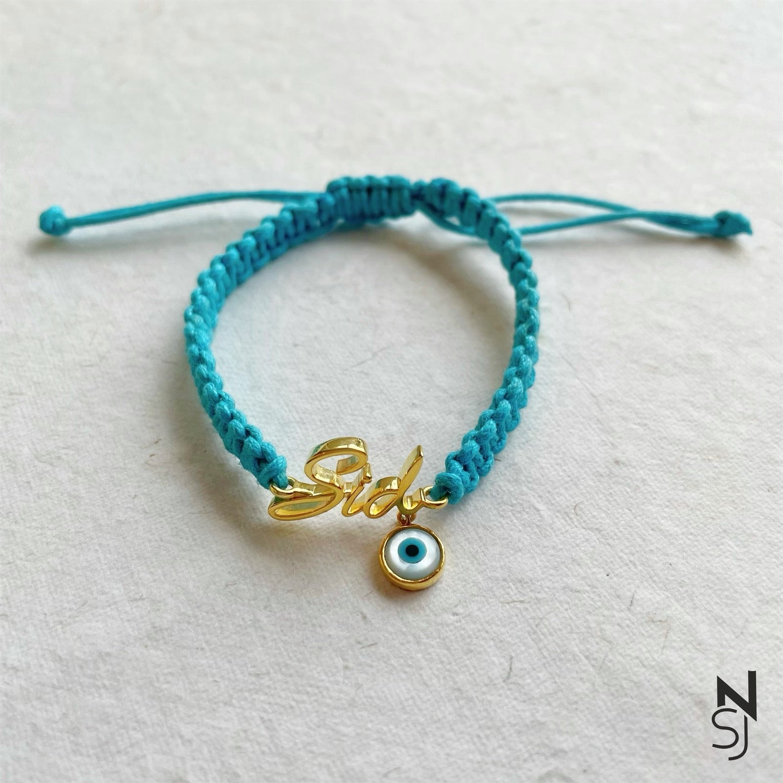 Adjustable Custom Name Evil Eye Bracelet
