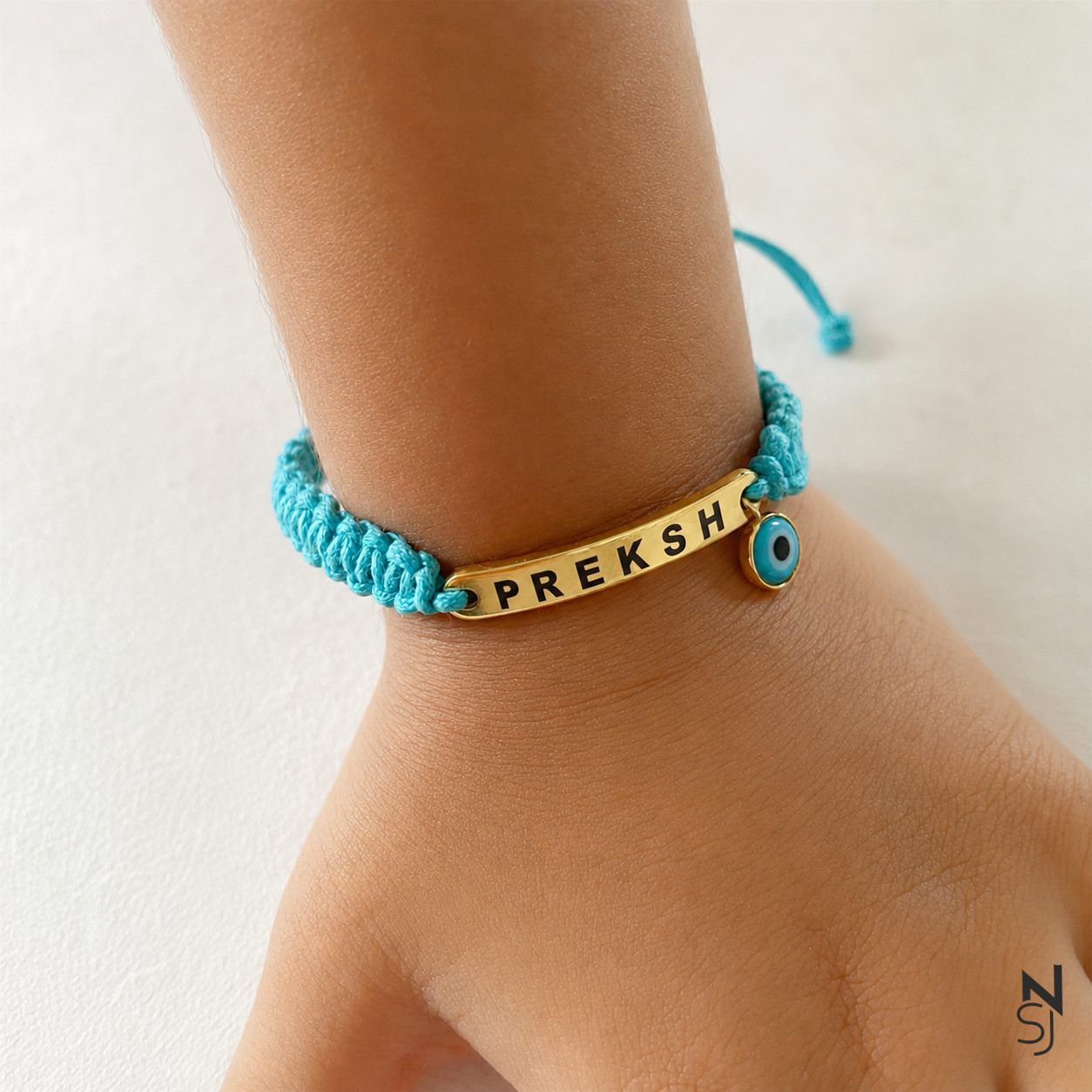 Adjustable Custom Name Evil Eye Bracelet