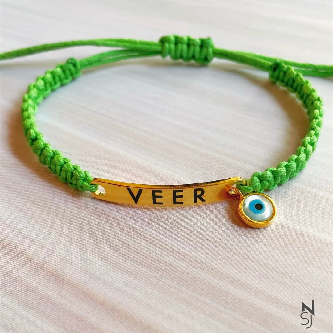 Adjustable Custom Name Evil Eye Bracelet