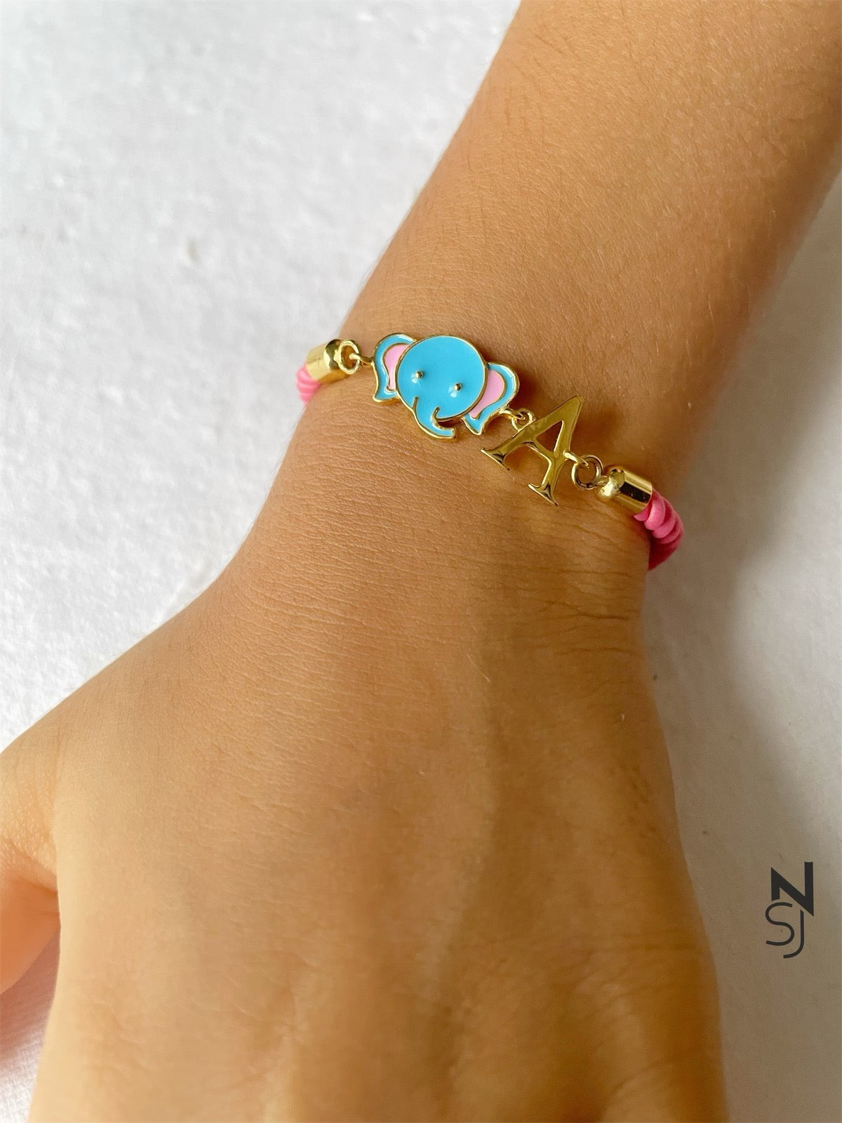 Small Elephant Initial Bracelet
