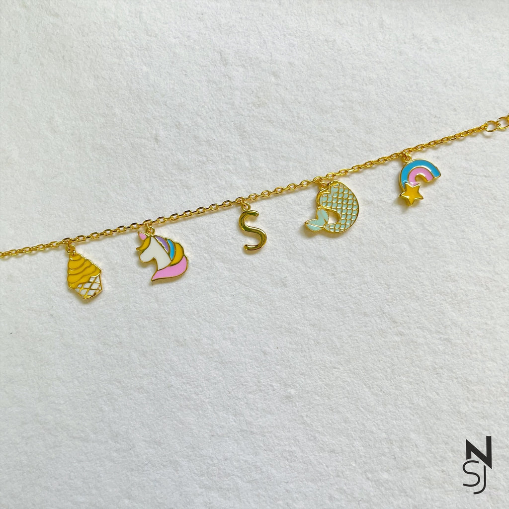 Personalised initial deals charm bracelet