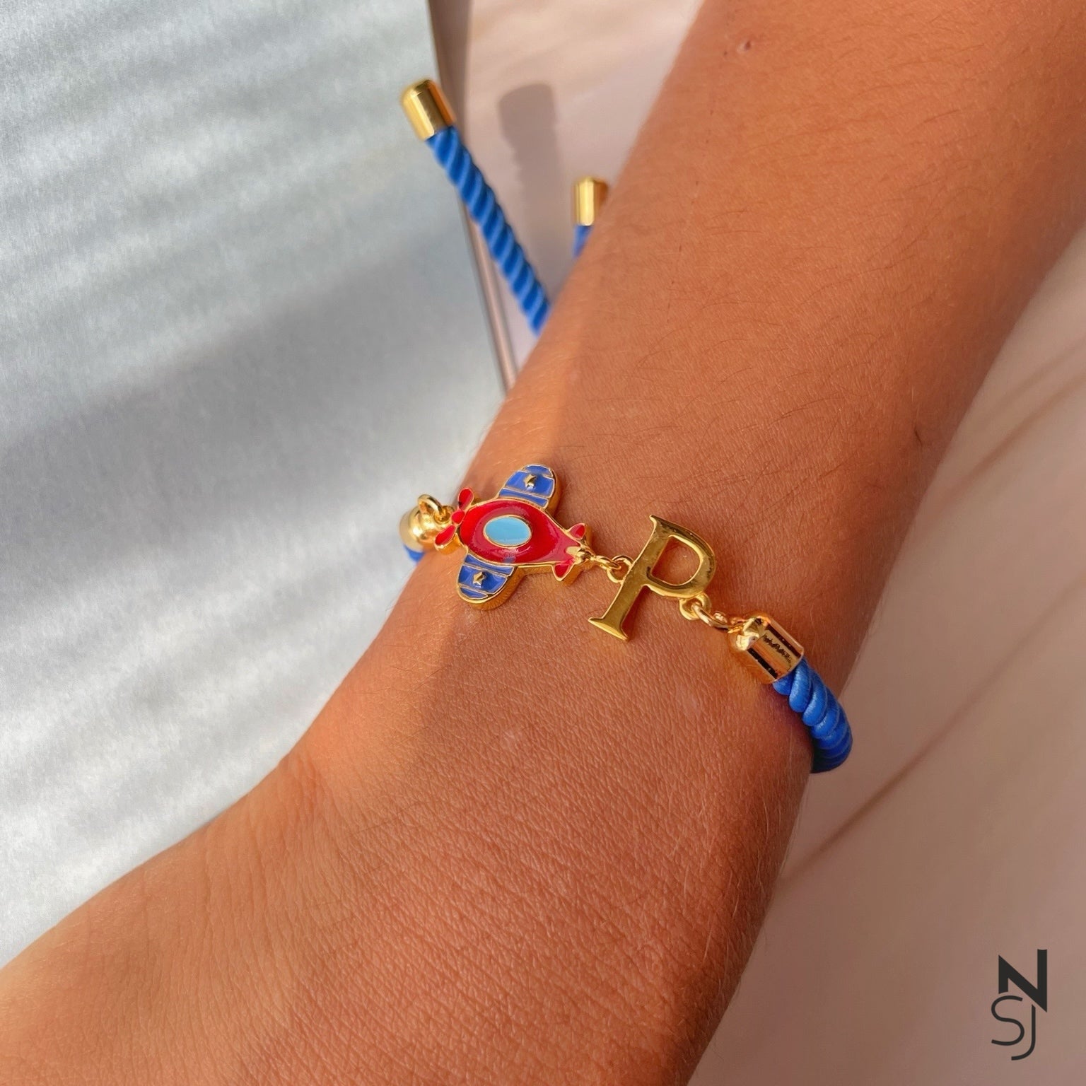 Plane Initial Bracelet