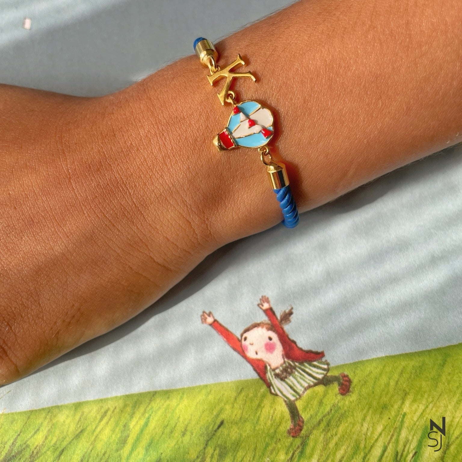 Hot Air Balloon Initial Bracelet